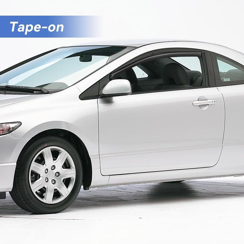 YQAUTEC Window Visors Rain Guards for 2006-2011 Honda Civic Coupe, Out-Channel Window Vent Wind Deflectors Visors Shades for 06 07 08 09 10 11 Civic 2Door - Image 3